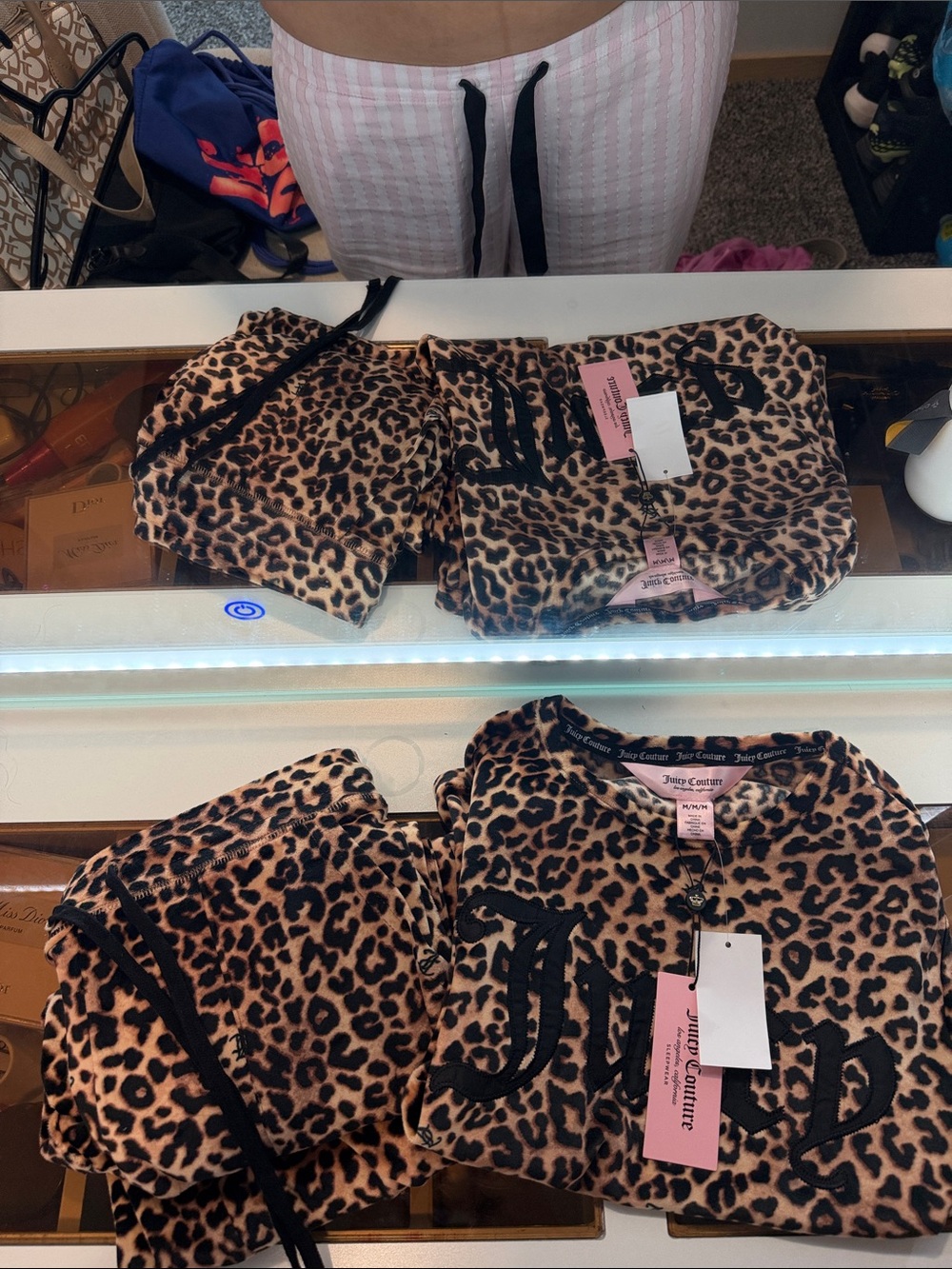 Juicy Couture Pink and Black Leopard Print Jogger Set